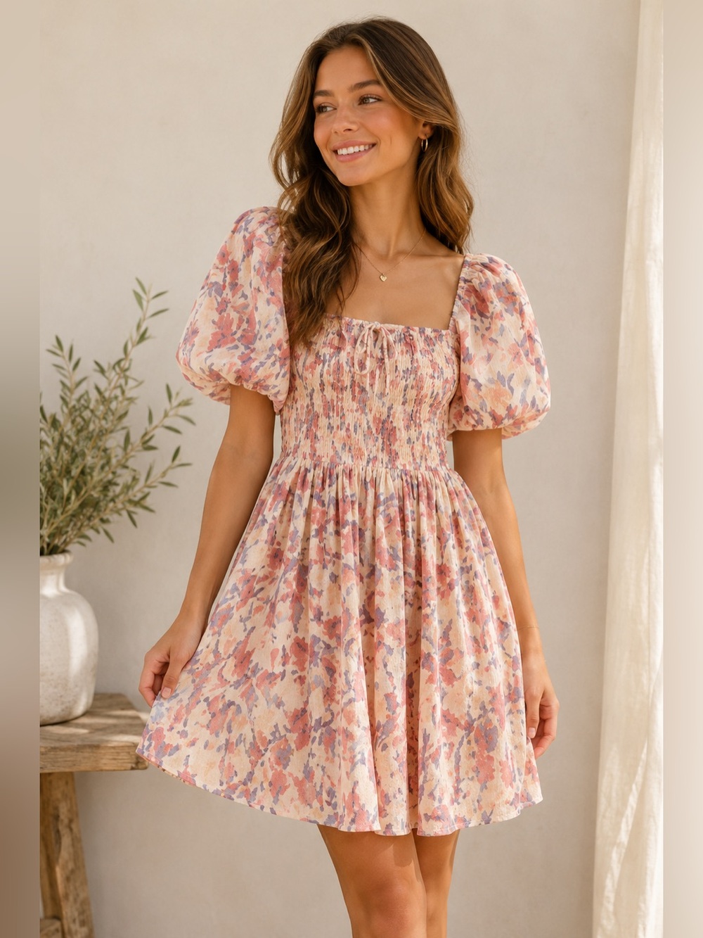 Abercrombie & Fitch Cotton Short Sleeve Floral Dress